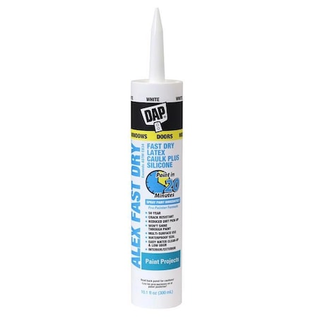 Dap DAP Alex Fast Dry White Siliconized Acrylic Latex Windows/Doors/Seal/Paint Caulk 10.1 oz 7079818426